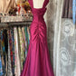 Pink Fashion Vintage Long Sleeveless Mermaid Satin Long Prom Gown Evening Dress Party Dress nv3573