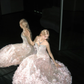 Strapless Light Pink Ball Gown Prom Dress, Sequin 3D Petal Evening Gown  NV7107
