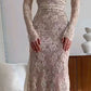 Off-white Elegant Lace Bodycon Dress Long Birthday Party Dress Evening Dress Maxi Dress nv2728