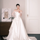 Off The Shoulder Satin Ballgown Wedding Dress Detachable Lace Sleeves Bridal Gown  NV7205