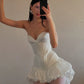 White Strapless Evening Prom Dresses High Low Homecoming Gowns nv5063