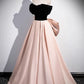 A-Line Sweetheart Neck Off Shoulder Satin Velvet Champagne Long Prom Dresses nv1682