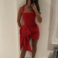 Red simple elegant bow homecoming dress short mini party dress evening dress birthday dress nv2398