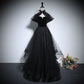 Black chic beautiful black pearl rhinestone ball gown A-line/princess high collar sleeveless backless floor-length/long ball formal dress evening dress nv2643