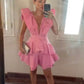 Pink Fashion Chic Deep V Neck Homecoming Dress Party Dress nv2124