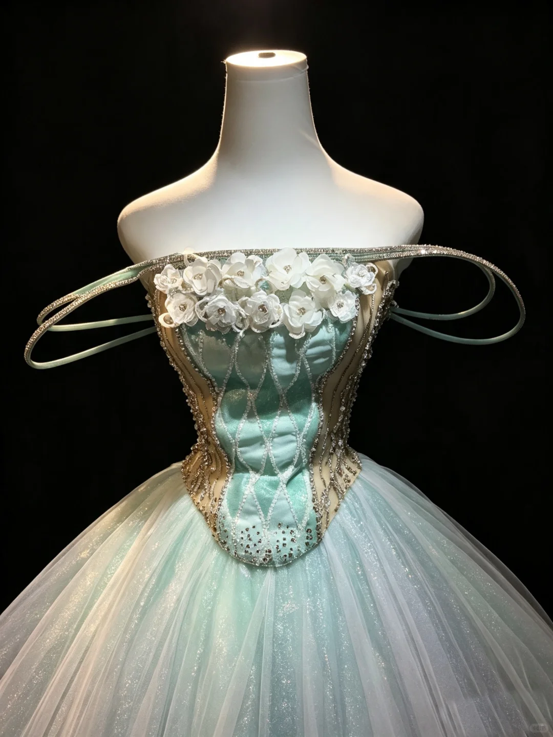 Ombre Macaron Tulle Prom Dress Spaghetti Strap Corset 3D Petal Princess Ball Gown  NV6989