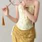 New Chinese Two Piece Mermaid Evening Dress Strapless Jacquard Gown  NV7115