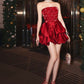 Red Rhinestone Satin Short Mini Homecoming Dress Prom Dress Evening Dress nv2815