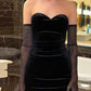 Black simple fashion velvet sweetheart neck short mini homecoming dress party dress nv2787