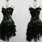 Black Vintage Exquisite Beaded Strapless A-Line Ruffle Short tulle Prom Dress Homecoming Dress Party Dress nv3313