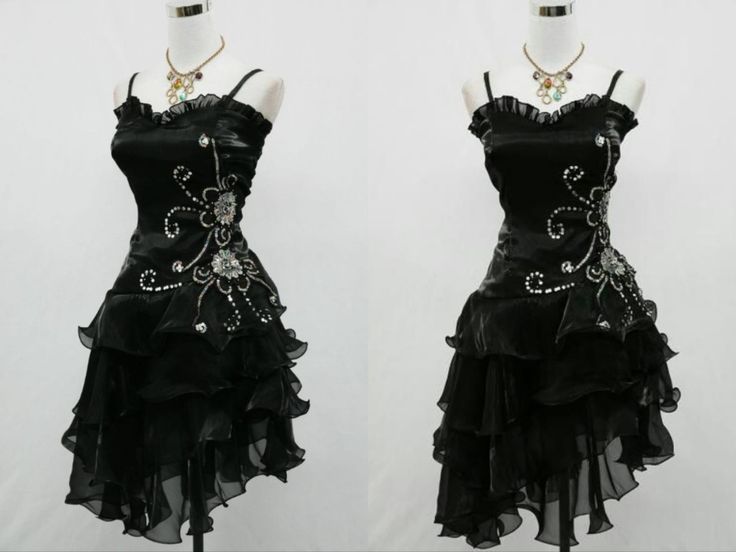 Black Vintage Exquisite Beaded Strapless A-Line Ruffle Short tulle Prom Dress Homecoming Dress Party Dress nv3313