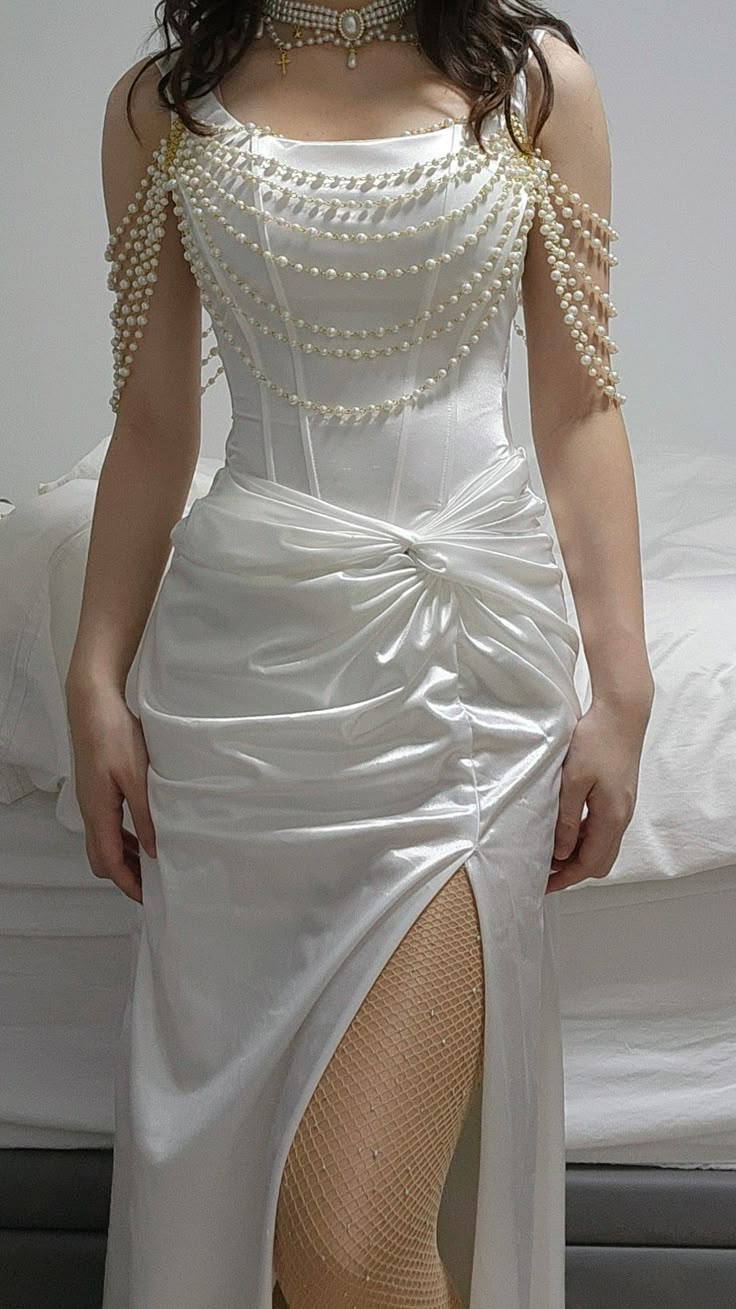 White Fashion Elegant Long Satin Prom Dress Evening Dress Party Dress nv4771