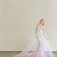 Ombre Pink Blue Sparkle Mermaid Prom Gown Off Shoulder Beaded Tulle Cape  NV7175