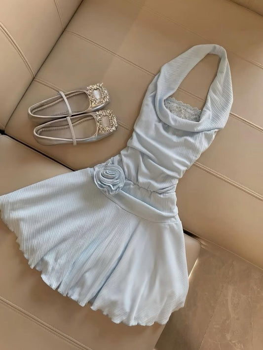 NiceVestidos-Blue Fashion Short Chiffon Homecoming Dress Nv5625