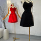 Black/Red Simple Fashion Tie Ribbon Short Homecoming Dress Holiday/Birthday Party Dress nv3096