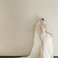 White Mermaid Beaded Sequin Wedding Dress Illusion V Neck High Slit Bridal Gown  NV7181
