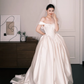Ivory Off The Shoulder Satin Bridal Gown, Sweetheart Ballgown Wedding Dress  NV7278