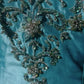 Blue Sweetheart Neck Applique A-Line Spaghetti Straps Satin Beaded Long Ball Gown Evening Dress nv3762