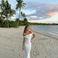 White simple elegant off-shoulder long dress prom dress holiday dress party dress nv1829