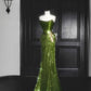 The Wizard of Oz 🍃 Charming stunning dress with green shimmering and gorgeous sequins, long and ground ball dress nv5203