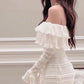 Elegant White Simple Midi Dress Long Sleeve Sexy Beach Party Bodycon Dress Evening Dress Birthday Dress Homecoming Dress nv2379