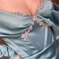 Unique Off Shoulder Long Sleeve Glitter Mermaid Prom Dress Long Sleeve Beaded Ball Party Dress nv1975