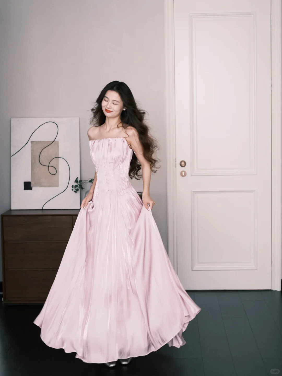 Strapless Pleated Prom Dress Blush Pink Beaded A Line Formal Evening Gown  NV7245