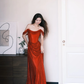 Off Shoulder Red Glitter Prom Dress, Draped Evening Gown  NV7342