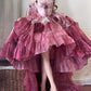 Pink sweet floral short front and long back homecoming dress birthday dress nv5175