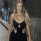 Black fashion chic sexy hollow rhinestone short mini party dress evening dress birthday dress nv2257