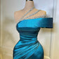 Blue gorgeous exquisite beaded pleated tight shorts mini homecoming graduation dress holiday birthday party dress nv3137