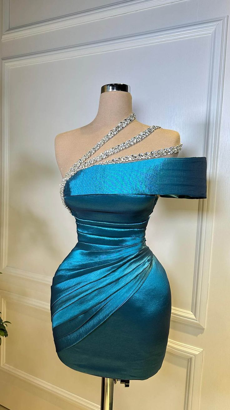 Blue gorgeous exquisite beaded pleated tight shorts mini homecoming graduation dress holiday birthday party dress nv3137