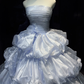 Strapless Light Lavender Prom Dress Pleated Bodice 3D Flower Tiered Bubble Organza Ball Gown  NV7043