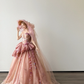 Strapless Pink Peach Tulle Ball Gown 3D Floral Prom Dress  NV7122