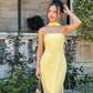 Yellow strapless tube top ribbon floor length mermaid slim evening dress prom dress ball gown party dress fall bridal shower outfit for guest nv2629