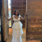 Elegant A-line halter floor-length white lace tiered long evening gown ball gown nv2904