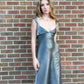 Silver Vintage Fashion Elegant Long Satin Formal Prom Dress Evening Gown Party Dress nv3646