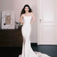 Strapless Satin Mermaid Bridal Gown, Simple Corset Wedding Dress  NV7329