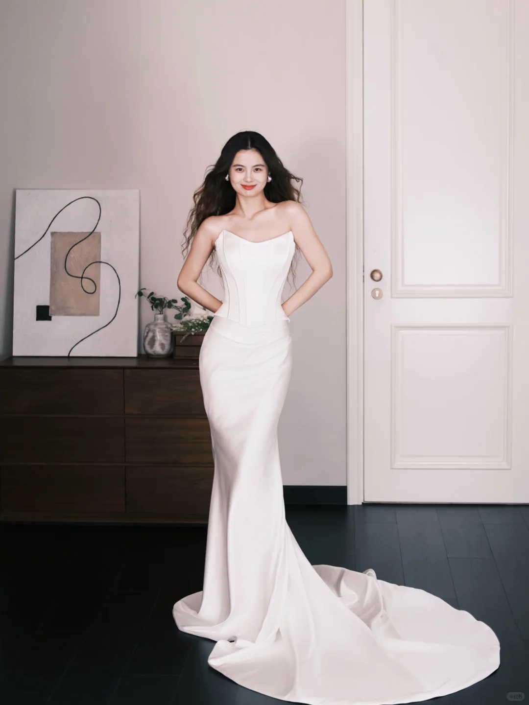 Strapless Satin Mermaid Bridal Gown, Simple Corset Wedding Dress  NV7329