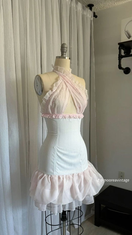 Pink Sweet Short Chiffon Homecoming Dress Party Dress nv4876
