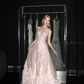 Strapless Light Pink Ball Gown Prom Dress, Sequin 3D Petal Evening Gown  NV7107