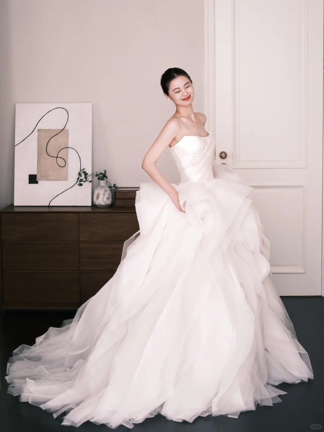 Strapless Tiered Ruffle Tulle Wedding Dress Bridal Gown  NV7269