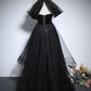 Black chic beautiful black pearl rhinestone ball gown A-line/princess high collar sleeveless backless floor-length/long ball formal dress evening dress nv2643