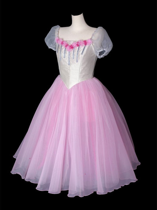 Pink floral homecoming dress short tulle fairy ball gown evening dress prom dress nv4458