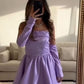 Purple Strapless Satin A-Line Short Prom Dress Homecoming Dress Birthday Dress Evening Dress nv2108