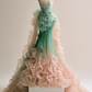 Mint Green Peach Pink Gradient Strapless Crystal Beaded Mermaid Gown  NV7479