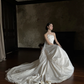 Ivory Strapless Draped Ruched Satin A-Line Wedding Gown  NV7190