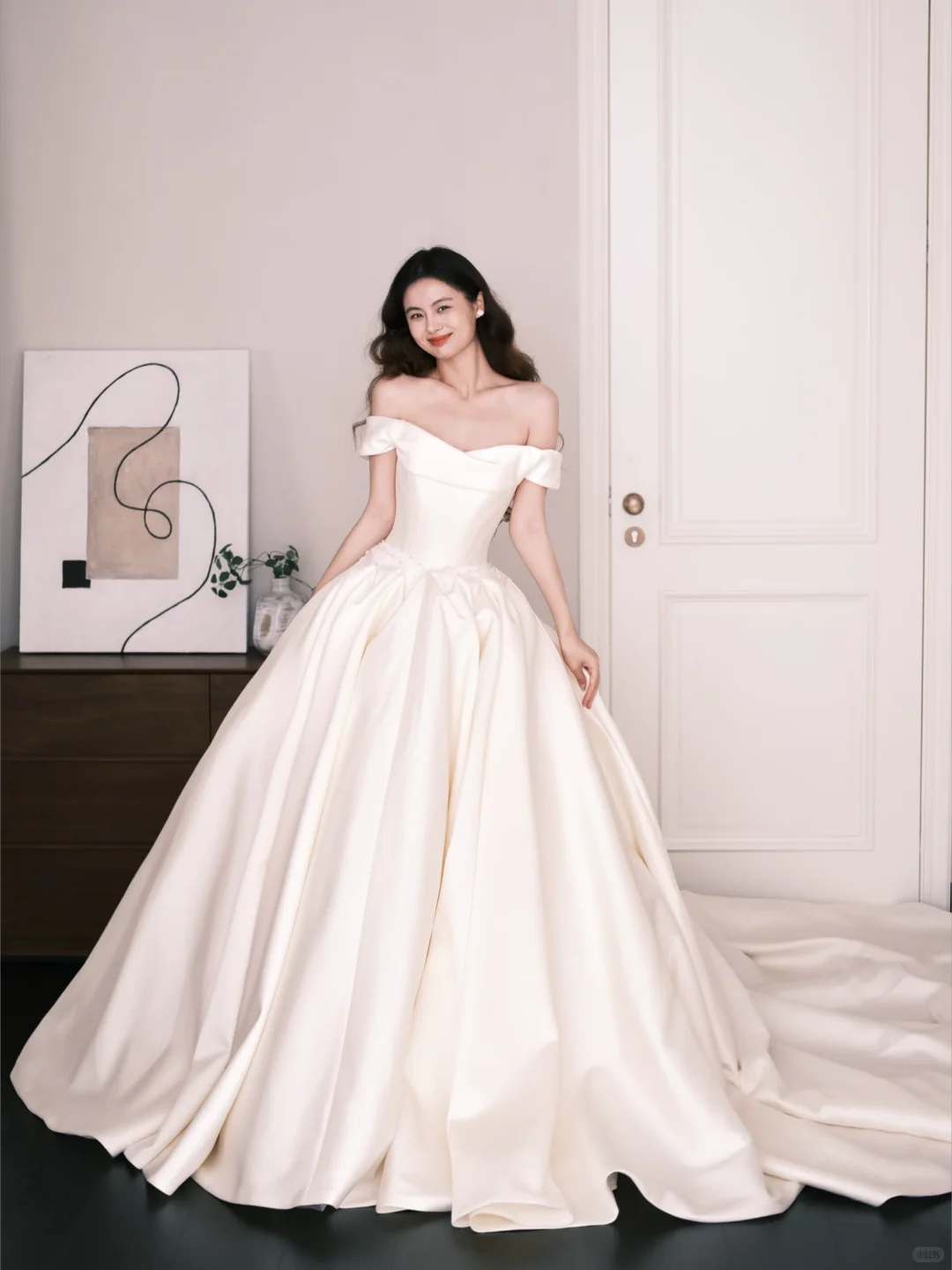 Off The Shoulder Satin Ballgown Wedding Dress Bridal Gown  NV7270