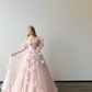 Off Shoulder Blush Pink Tulle Ball Gown 3D Floral Prom Dress  NV7125