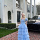 Blue tulle cute elegant layered long cake ball gown evening dress party dress nv2824